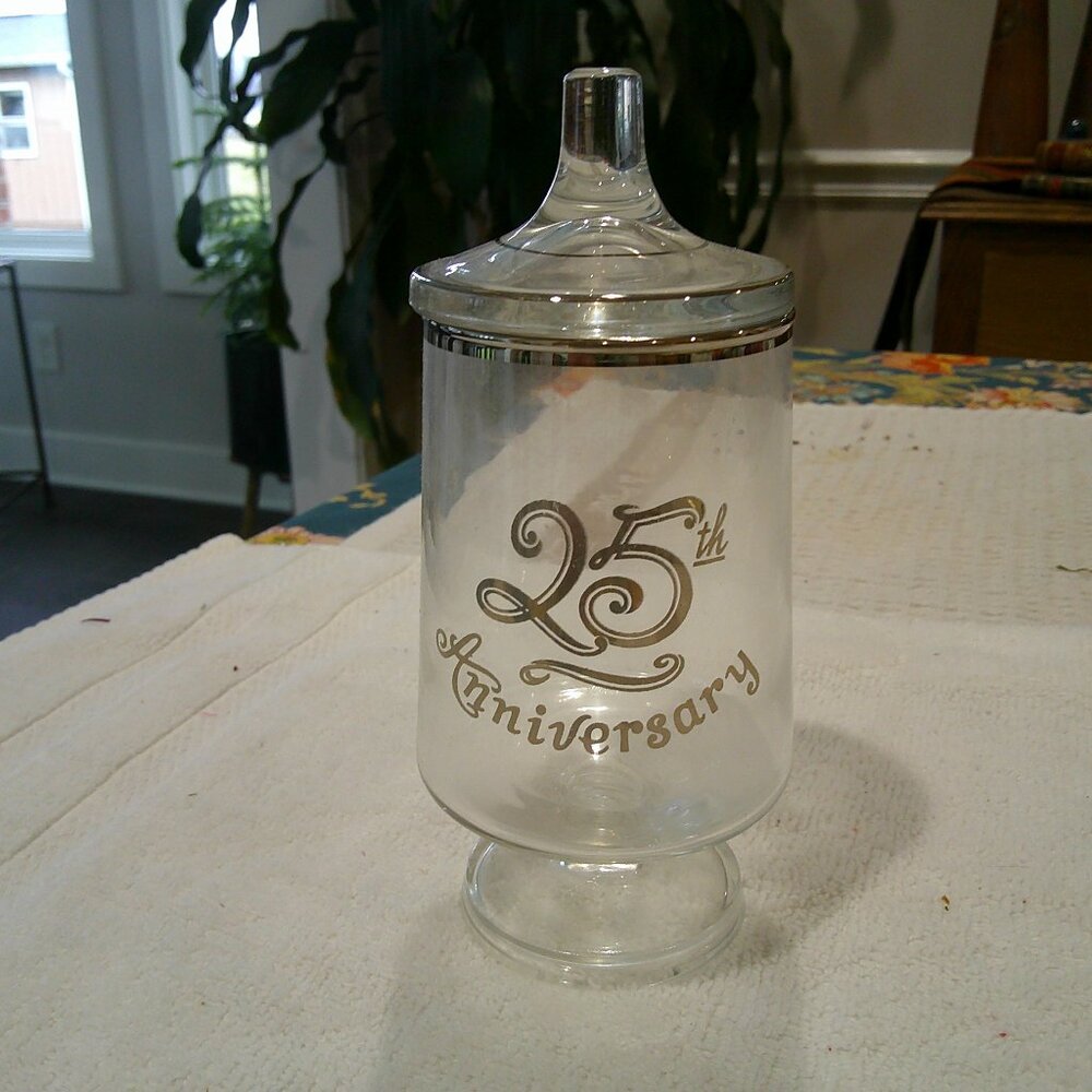 25th Anniversary Clear Candy Jar with Lid